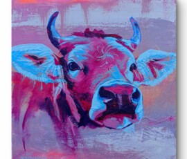 Krowe love , obraz akrylowy ze strukturą, format 30 x 30 cm, Joanna Radwańska 2025